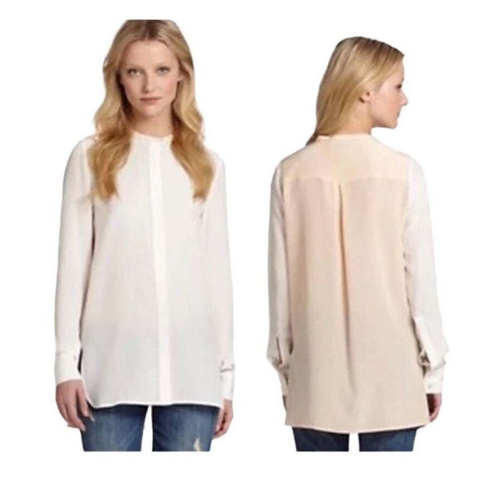 Vince color block silk button down shirt size 2